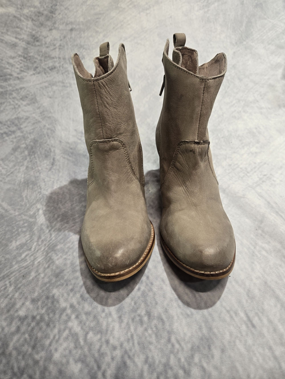 Dolce Vita Gray Leather Ankle Booties with Pull Tabs
